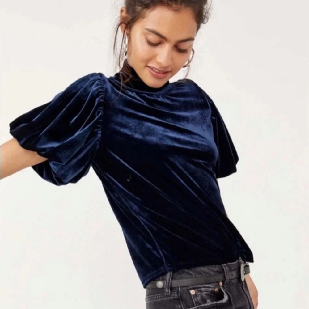 Free People Claudia‎ Velvet Mock Neck Top